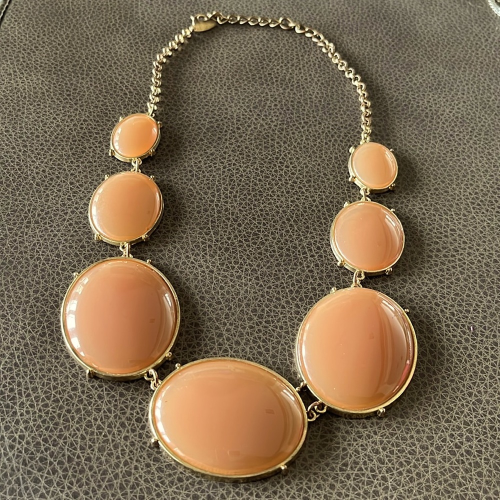 NY&Co. Apricot-Orange Oval Stone Statement Necklace with lobster clasp